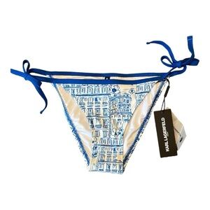 Karl Lagerfeld Bikini Bottom Blue Print Size Small